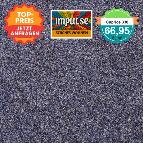 Girloon Caprice 330 – Draufsicht auf Teppichboden 330, ergänzt um ein deutlich erkennbares Preisetikett.